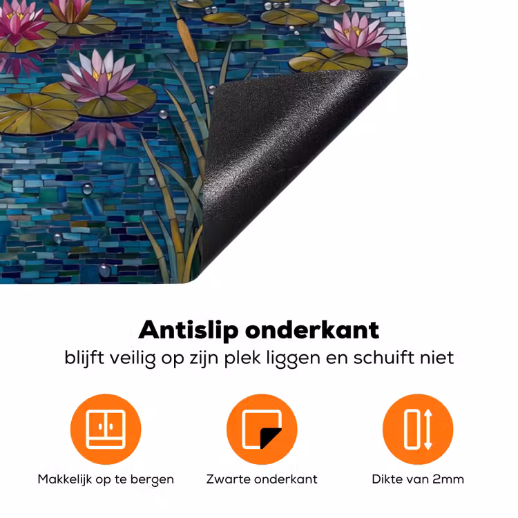 Vogel - Water - Natuur - Abstract - Blauw Inductie beschermer vinyl 3mm klein -zzzzzzz-td-onderkant