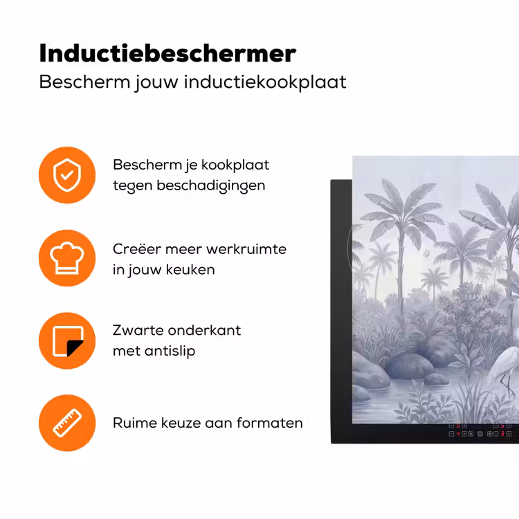 Vogel - Water - Tropisch - Natuur - Blauw Inductie beschermer vinyl 3mm klein -zzzzzzz-td-ups