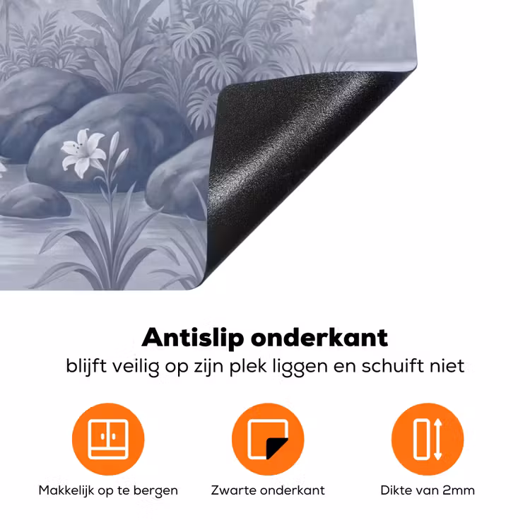Vogel - Water - Tropisch - Natuur - Blauw Inductie beschermer vinyl 3mm klein -zzzzzzz-td-onderkant