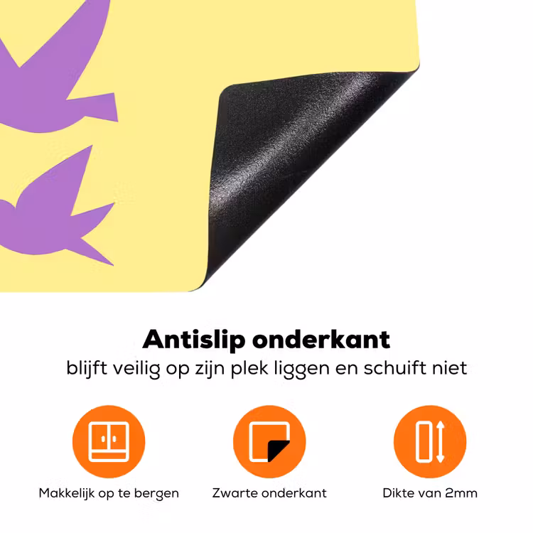 Vogels - Cirkel - Geel - Beweging Inductie beschermer vinyl 3mm klein -zzzzzzz-td-onderkant