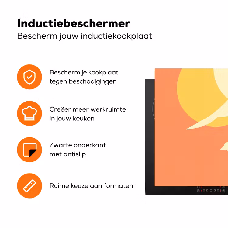 Vogels - Cirkels - Geel Inductie beschermer vinyl 3mm klein -zzzzzzz-td-ups