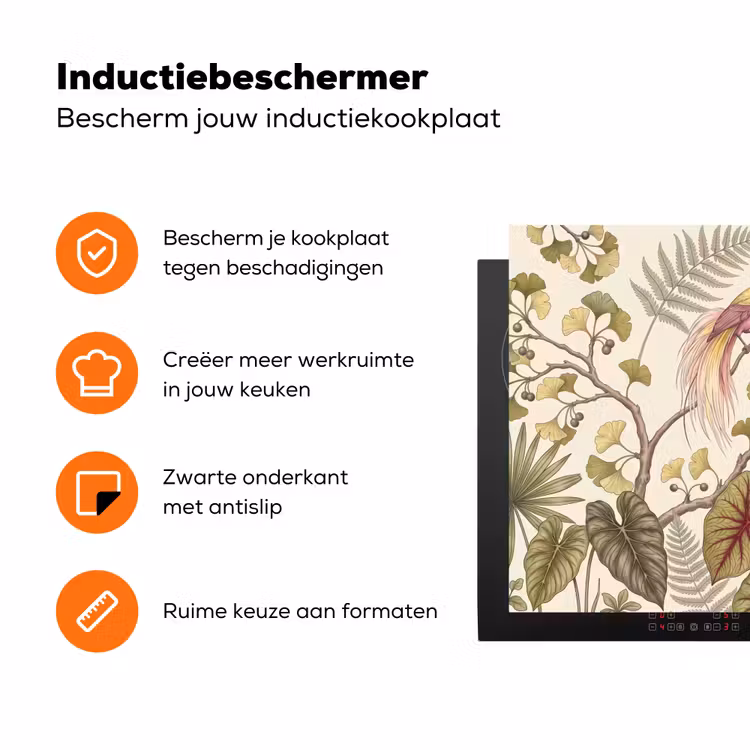 Vogels - Tropisch - Botanisch - Roze Inductie beschermer vinyl 3mm klein -zzzzzzz-td-ups