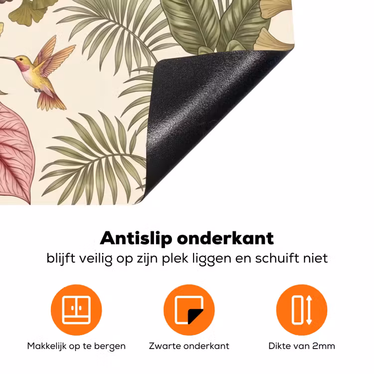 Vogels - Tropisch - Botanisch - Roze Inductie beschermer vinyl 3mm klein -zzzzzzz-td-onderkant