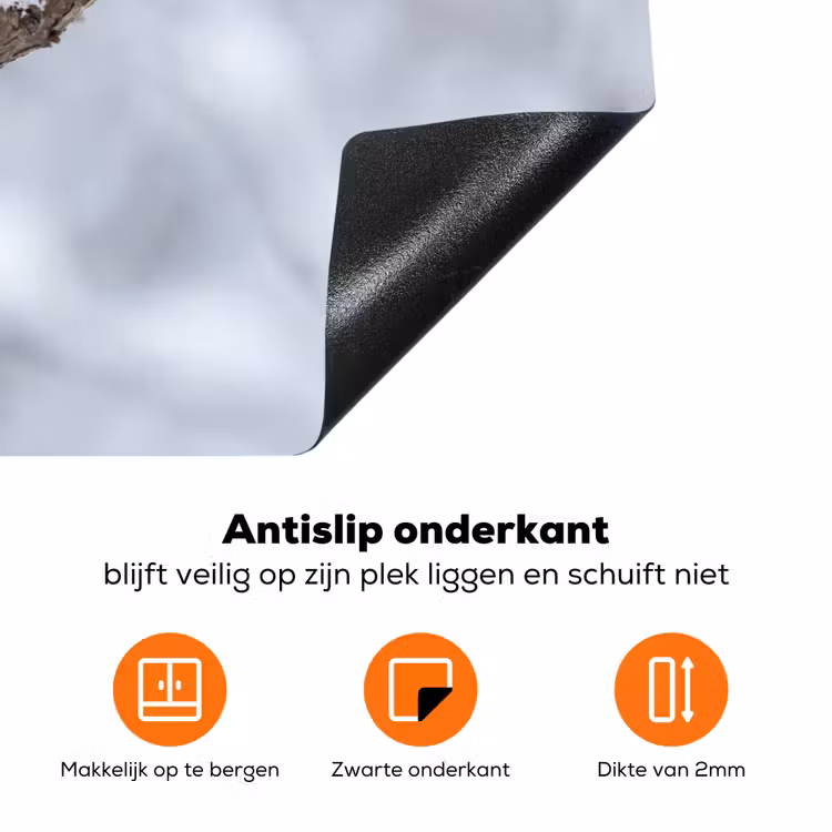 Vogeltje - Sneeuw - Tak - Winter - Zacht Inductie beschermer vinyl 3mm klein -zzzzzzz-td-onderkant