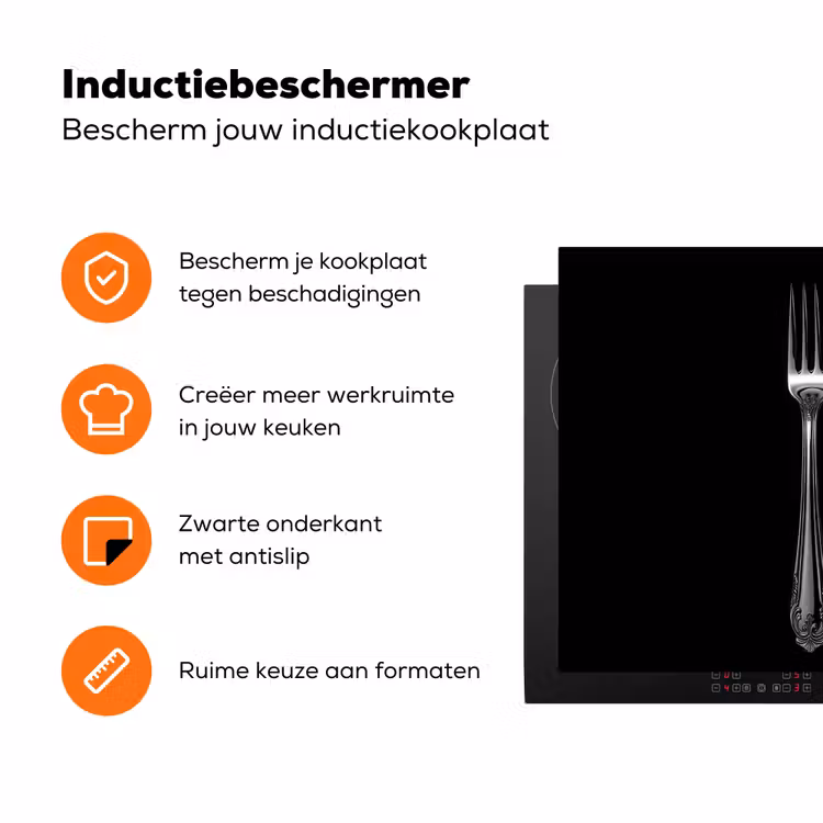 Vork - Mes - Zilver Inductie beschermer vinyl 3mm klein -zzzzzzz-td-ups