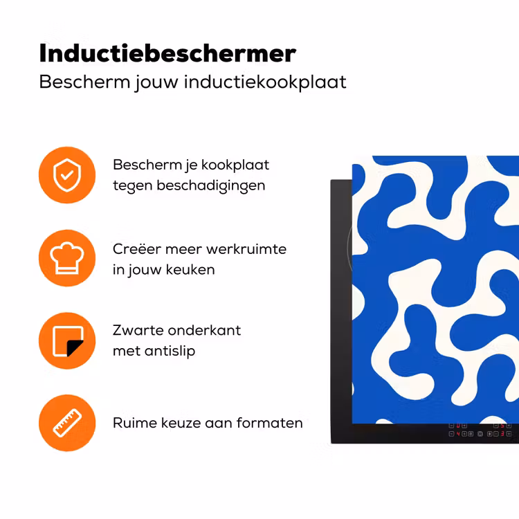 Vormen - Abstract - Blauw - Golven Inductie beschermer vinyl 3mm klein -zzzzzzz-td-ups
