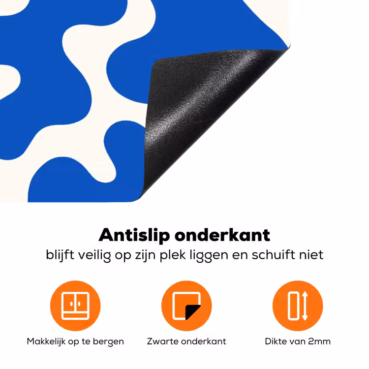 Vormen - Abstract - Blauw - Golven Inductie beschermer vinyl 3mm klein -zzzzzzz-td-onderkant