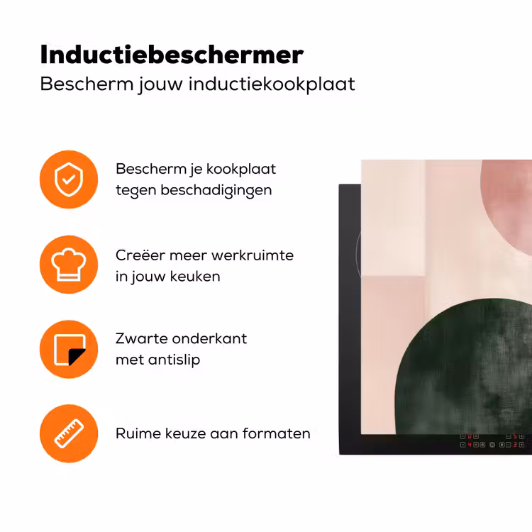 Vormen - Abstract - Cirkel - Zwart Inductie beschermer vinyl 3mm klein -zzzzzzz-td-ups