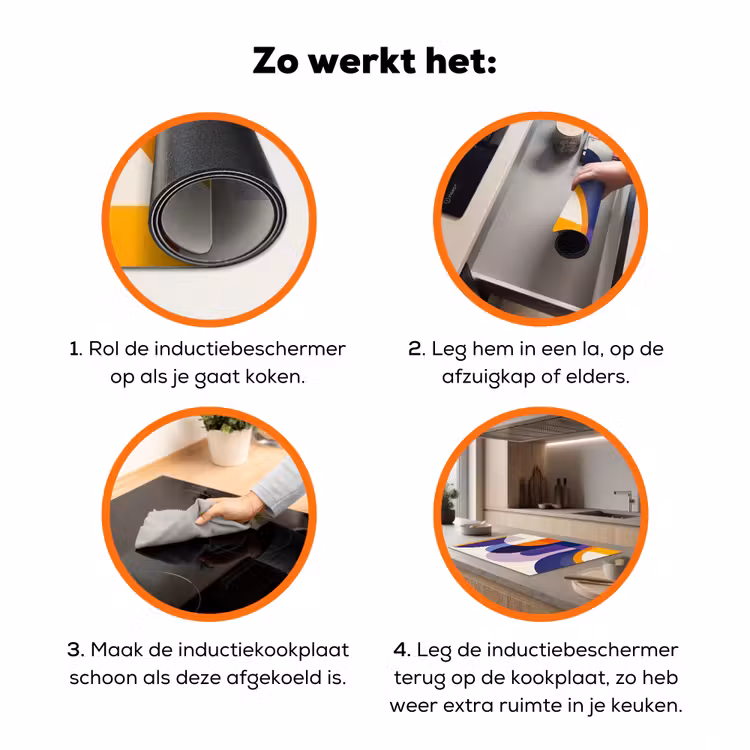 Vormen - Abstract - Grafisch - Oranje Inductie beschermer vinyl 3mm klein -zzzzzzz-td-werking