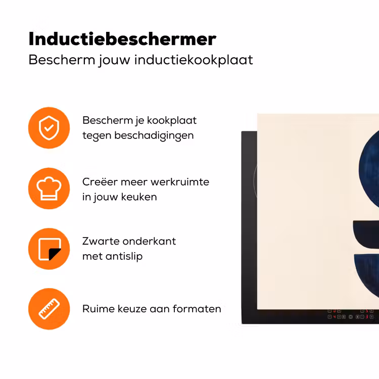 Vormen - Blauw - Abstract Inductie beschermer vinyl 3mm klein -zzzzzzz-td-ups