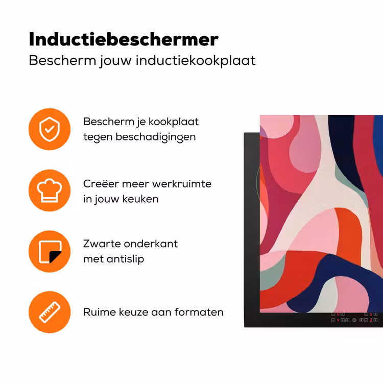Vormen - Bochten - Kleurrijk - Abstract Inductie beschermer vinyl 3mm klein -zzzzzzz-td-ups