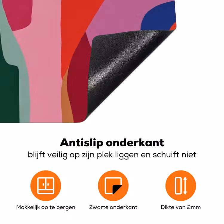 Vormen - Bochten - Kleurrijk - Abstract Inductie beschermer vinyl 3mm klein -zzzzzzz-td-onderkant