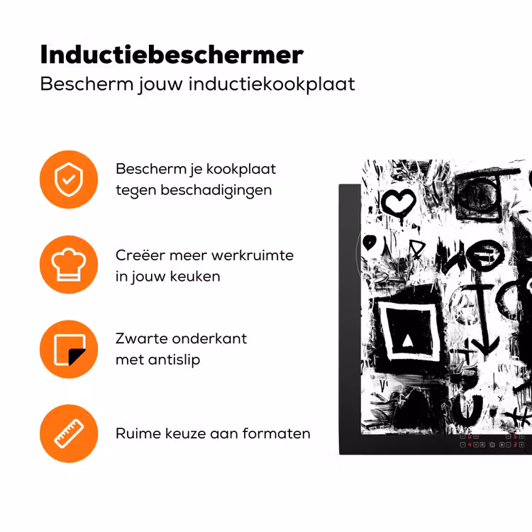 Vormen - Gezocht - Zwart - Abstract Inductie beschermer vinyl 3mm klein -zzzzzzz-td-ups