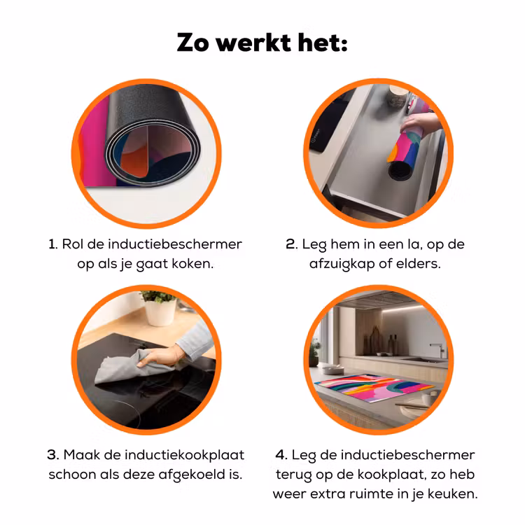 Vormen - Golvend - Abstract - Felroze Inductie beschermer vinyl 3mm klein -zzzzzzz-td-werking