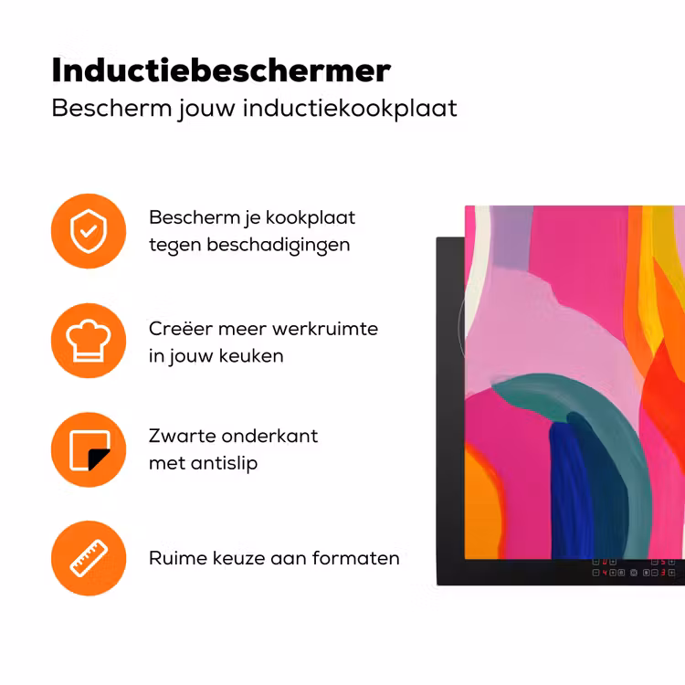 Vormen - Golvend - Abstract - Felroze Inductie beschermer vinyl 3mm klein -zzzzzzz-td-ups