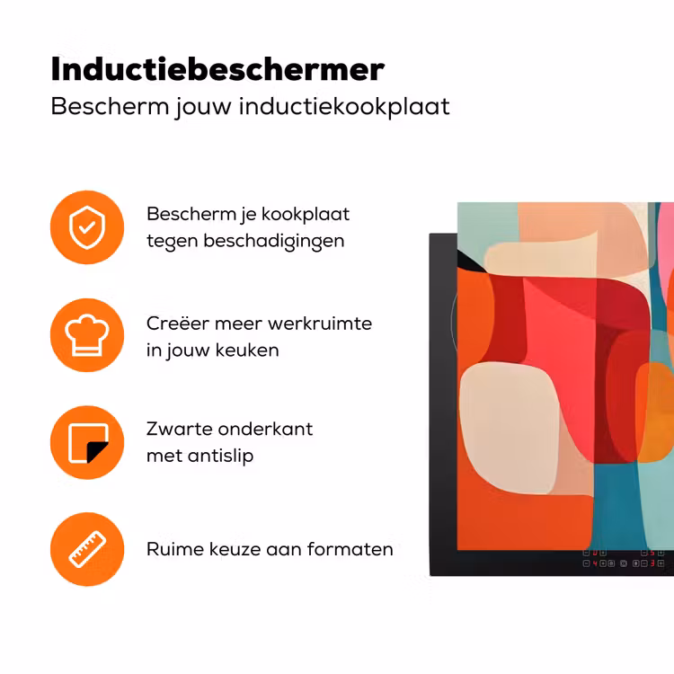 Vormen - Kleurrijk - Abstract - Vlakken Inductie beschermer vinyl 3mm klein -zzzzzzz-td-ups