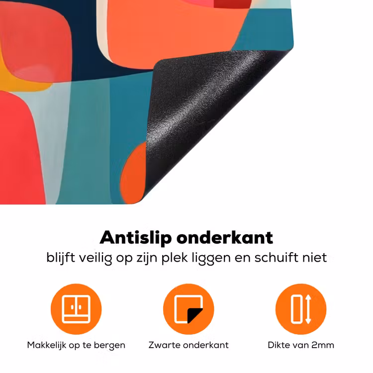 Vormen - Kleurrijk - Abstract - Vlakken Inductie beschermer vinyl 3mm klein -zzzzzzz-td-onderkant