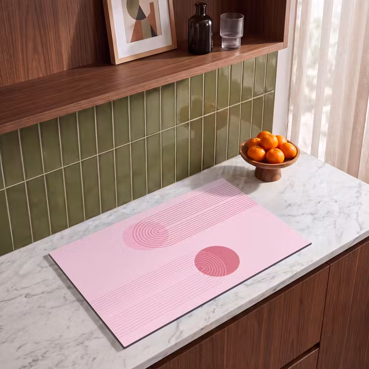 Vormen - Lijnen - Minimalistisch - Roze Inductie beschermer vinyl 3mm klein -sfeer8