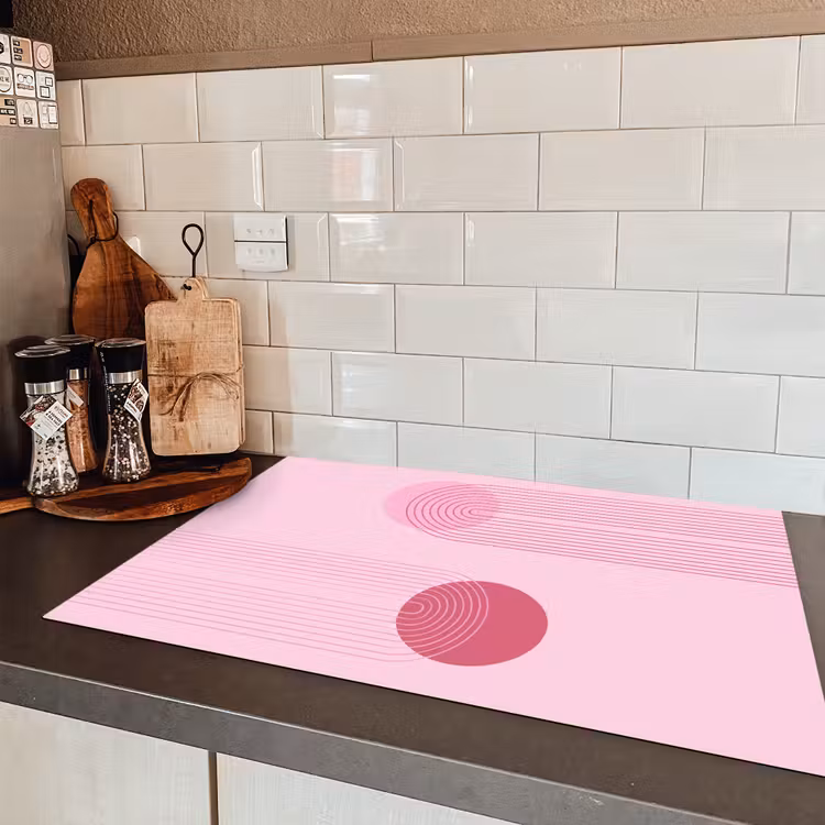 Vormen - Lijnen - Minimalistisch - Roze Inductie beschermer vinyl 3mm klein -sfeer3