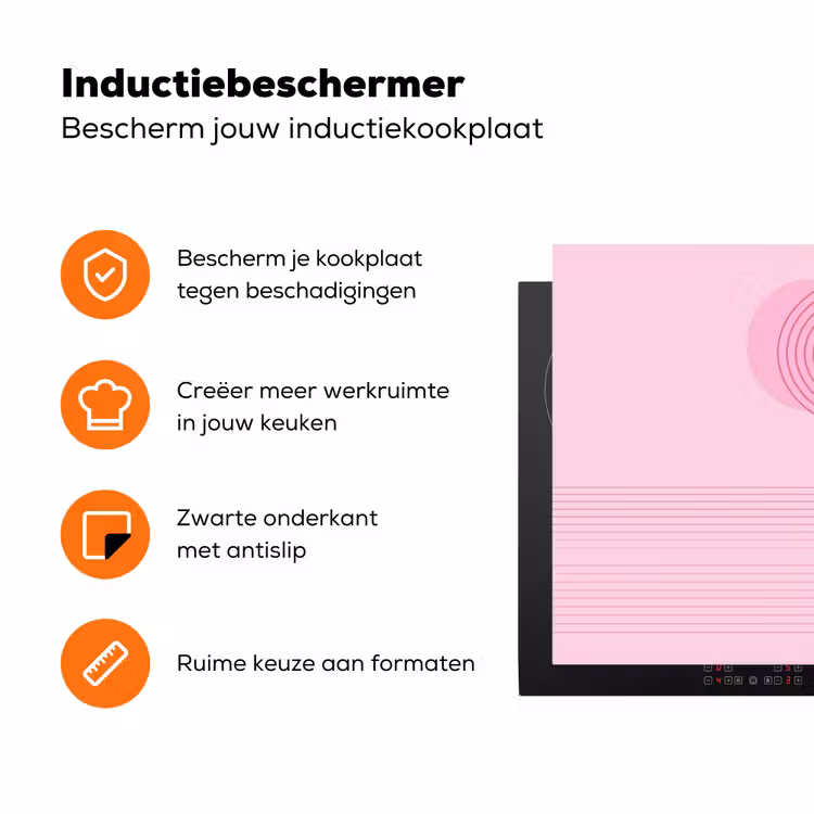 Vormen - Lijnen - Minimalistisch - Roze Inductie beschermer vinyl 3mm klein -zzzzzzz-td-ups