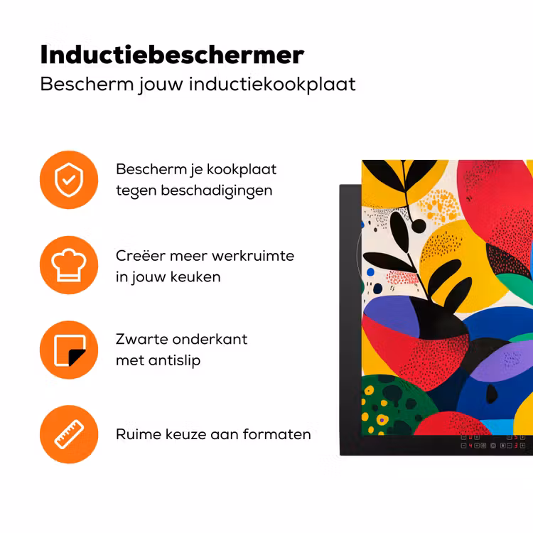 Vormen - Stippen - Kleurrijk Inductie beschermer vinyl 3mm klein -zzzzzzz-td-ups