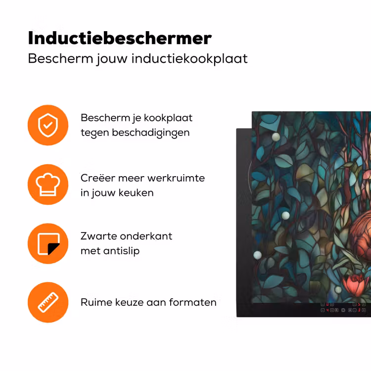 Vos - Mozaïek - Bos - Maan Inductie beschermer vinyl 3mm klein -zzzzzzz-td-ups