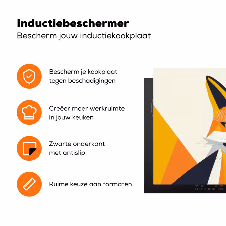 Vos - Oranje - Abstract - Driehoeken Inductie beschermer vinyl 3mm klein -zzzzzzz-td-ups