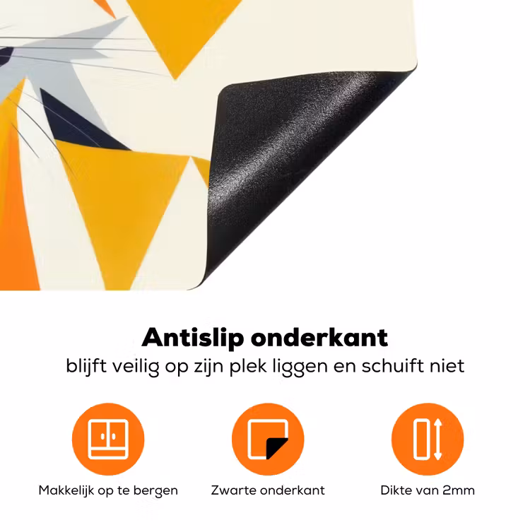 Vos - Oranje - Abstract - Driehoeken Inductie beschermer vinyl 3mm klein -zzzzzzz-td-onderkant