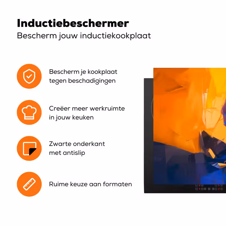 Vos - Oranje - Vormen - Abstract Inductie beschermer vinyl 3mm klein -zzzzzzz-td-ups