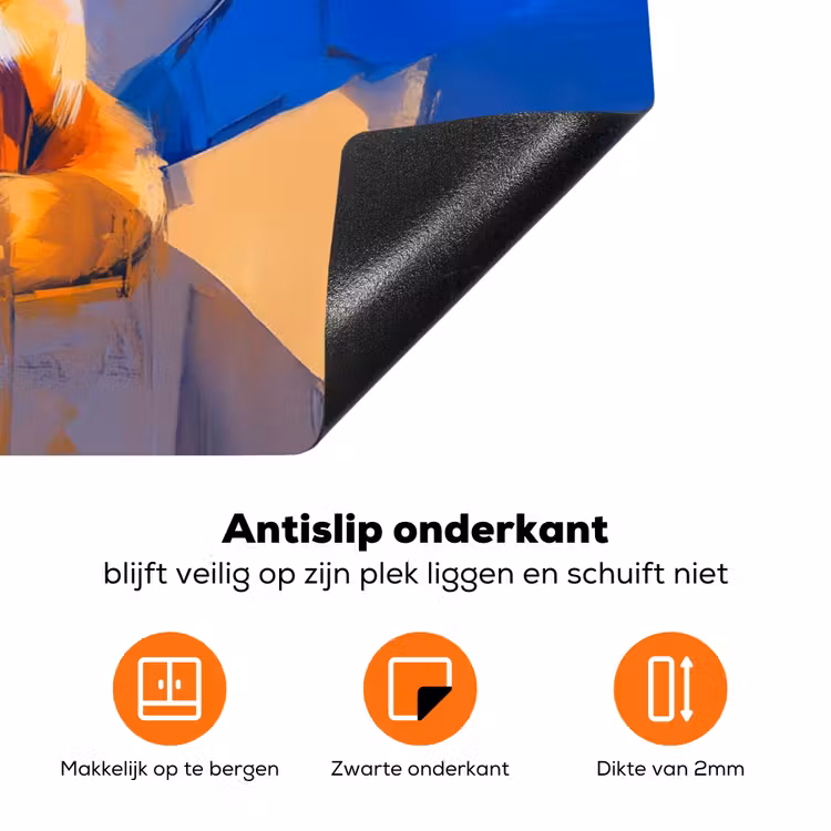 Vos - Oranje - Vormen - Abstract Inductie beschermer vinyl 3mm klein -zzzzzzz-td-onderkant