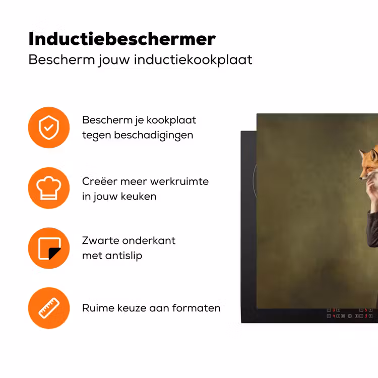Vos - Surrealistisch - Groen Inductie beschermer vinyl 3mm klein -zzzzzzz-td-ups