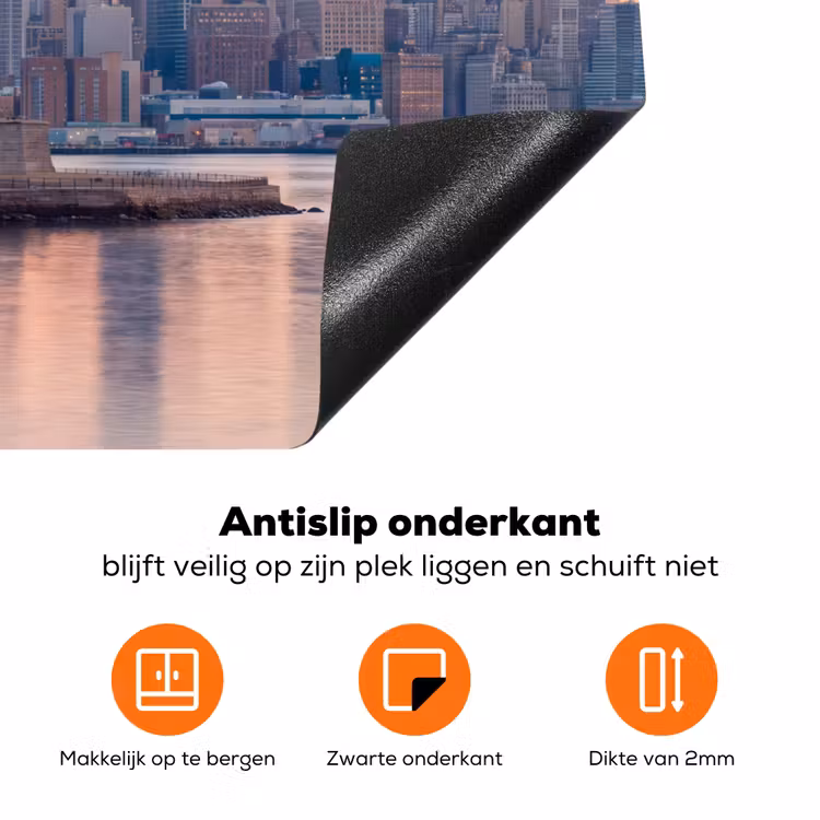 Vrijheidsbeeld - New York - Zonsopgang - Stad - Architectuur Inductie beschermer vinyl 3mm klein -zzzzzzz-td-onderkant