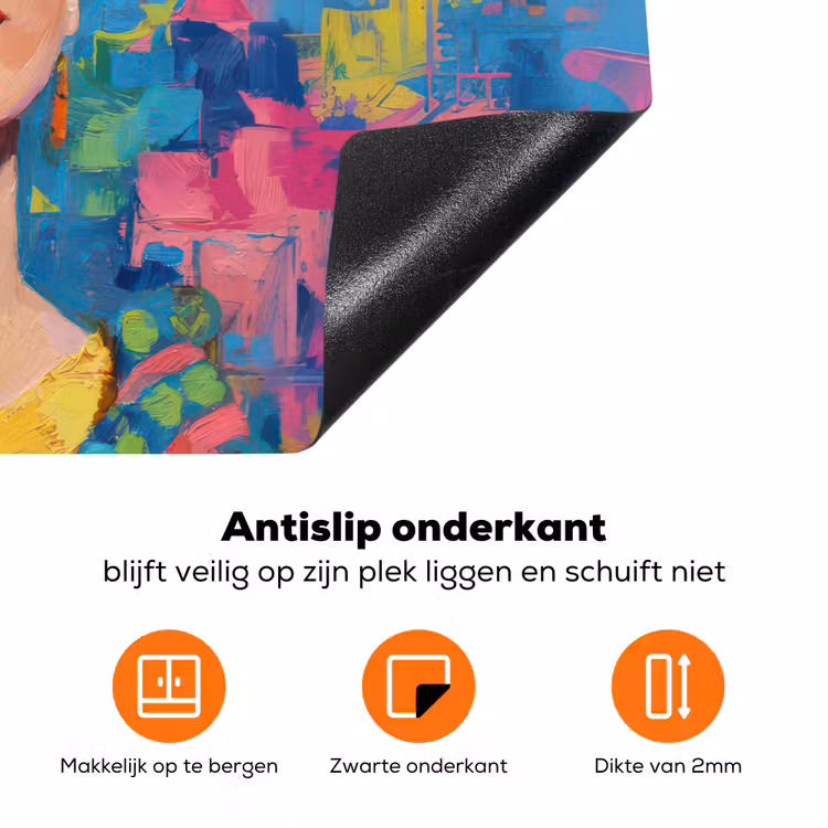Vrolijk portret - Vrouw - Bloemenkroon Inductie beschermer vinyl 3mm klein -zzzzzzz-td-onderkant