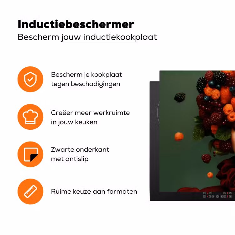 Vrouw - Aardbeien - Frambozen - Bramen - Bessen Inductie beschermer vinyl 3mm klein -zzzzzzz-td-ups