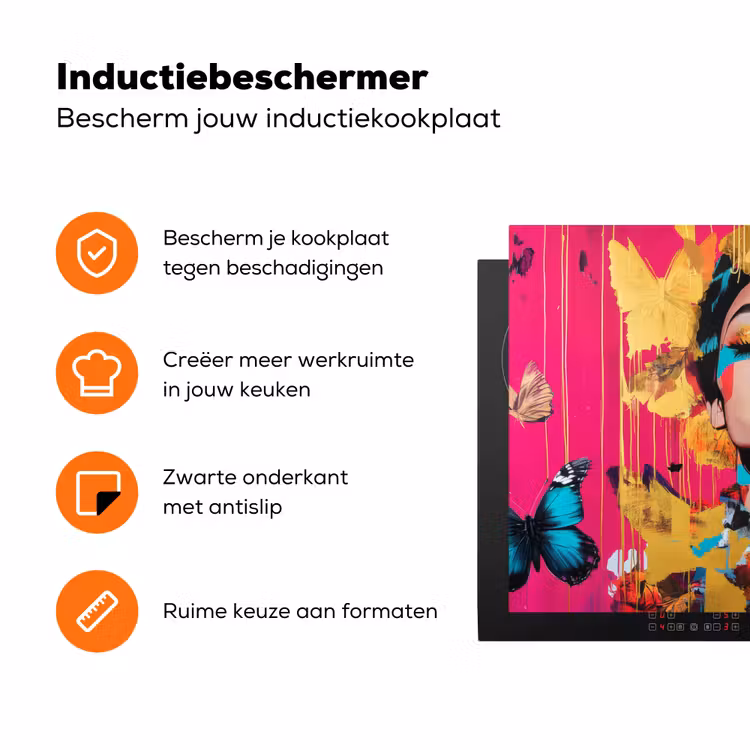 Vrouw - Abstract - Kleurrijk Inductie beschermer vinyl 3mm klein -zzzzzzz-td-ups