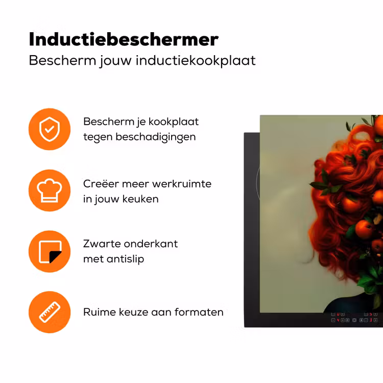 Vrouw - Appels - Rood - Bladeren Inductie beschermer vinyl 3mm klein -zzzzzzz-td-ups