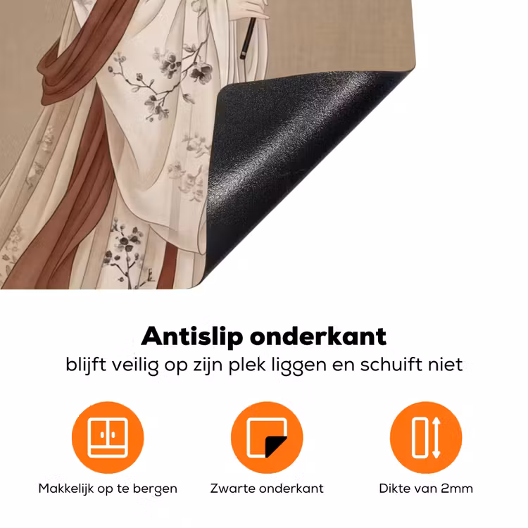 Vrouw - Azië - Kunst - Beige Inductie beschermer vinyl 3mm klein -zzzzzzz-td-onderkant