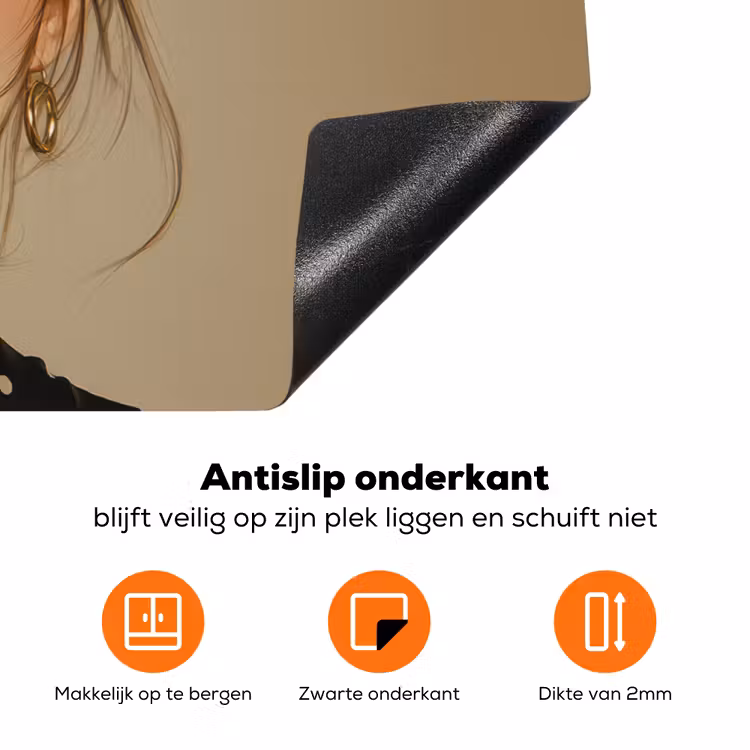 Vrouw - Beige - Bloem - Modern - Portret Inductie beschermer vinyl 3mm klein -zzzzzzz-td-onderkant