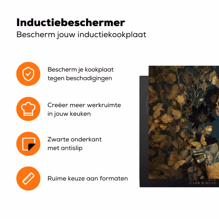 Vrouw - Bladeren - Goud - Vlinders Inductie beschermer vinyl 3mm klein -zzzzzzz-td-ups