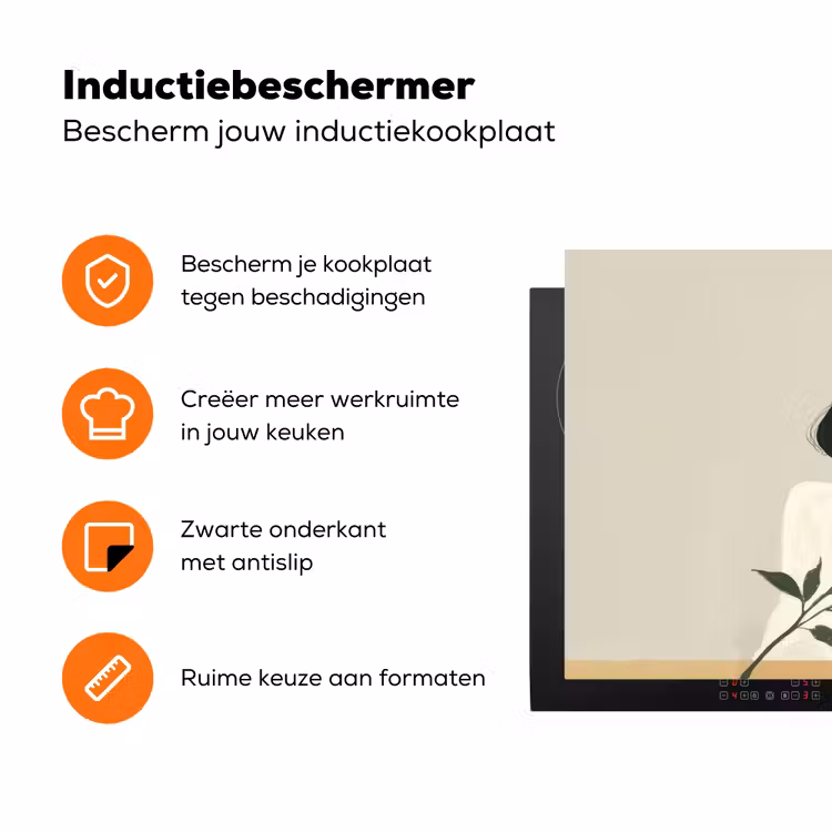Vrouw - Bloem - Geel - Minimalistisch Inductie beschermer vinyl 3mm klein -zzzzzzz-td-ups