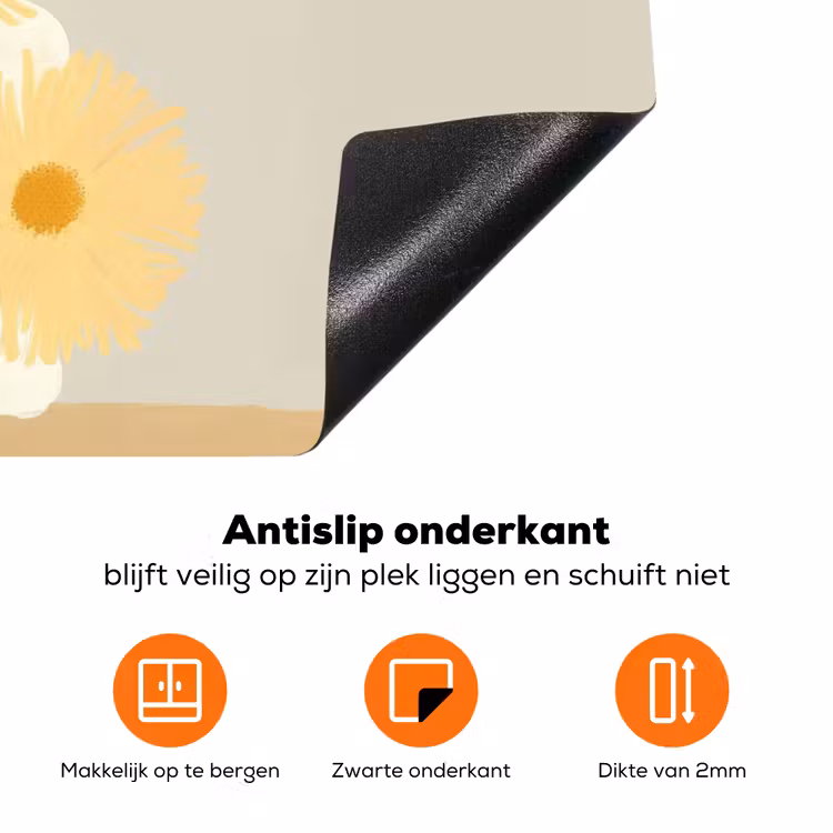 Vrouw - Bloem - Geel - Minimalistisch Inductie beschermer vinyl 3mm klein -zzzzzzz-td-onderkant