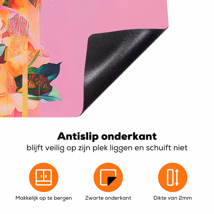 Vrouw - Bloemen - Paars - Abstract Inductie beschermer vinyl 3mm klein -zzzzzzz-td-onderkant