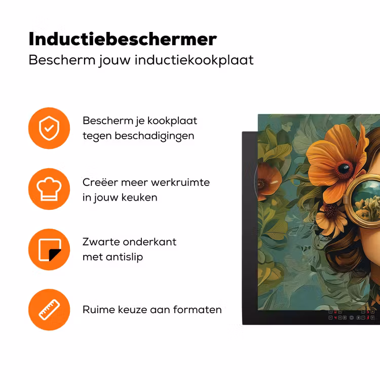 Vrouw - Bloemen - Vlinders - Natuur - Vintage Inductie beschermer vinyl 3mm klein -zzzzzzz-td-ups