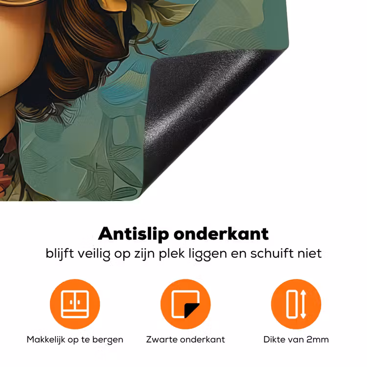 Vrouw - Bloemen - Vlinders - Natuur - Vintage Inductie beschermer vinyl 3mm klein -zzzzzzz-td-onderkant