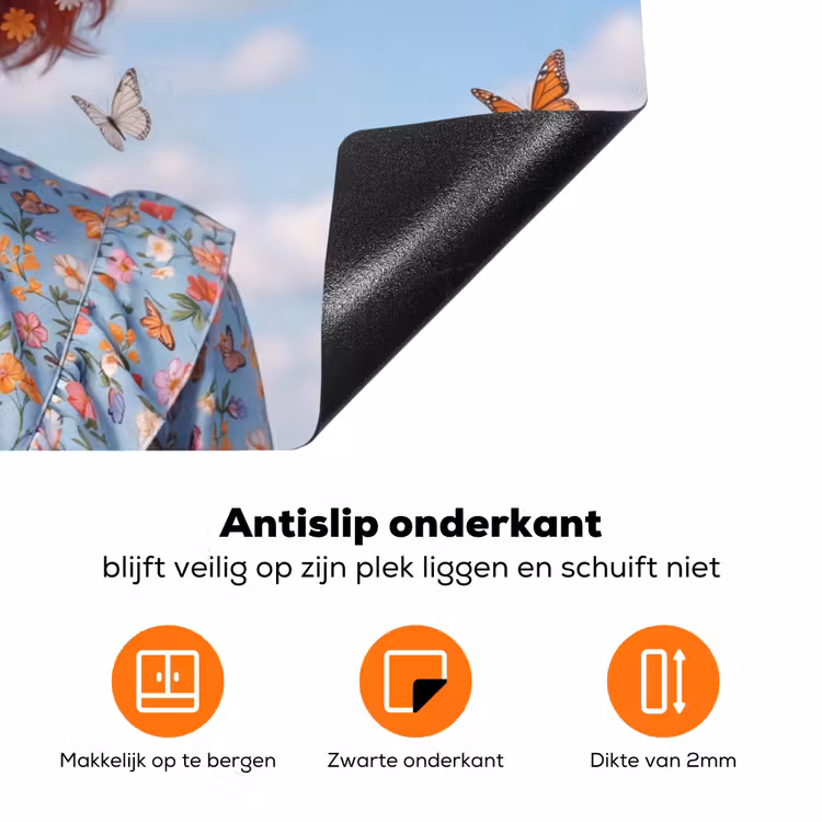 Vrouw - Bloemen - Zomer - Portret - Kleurrijk Inductie beschermer vinyl 3mm klein -zzzzzzz-td-onderkant