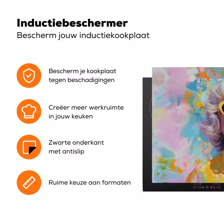 Vrouw - Blond - Roze kauwgom - Kleurrijk - Pastel Inductie beschermer vinyl 3mm klein -zzzzzzz-td-ups
