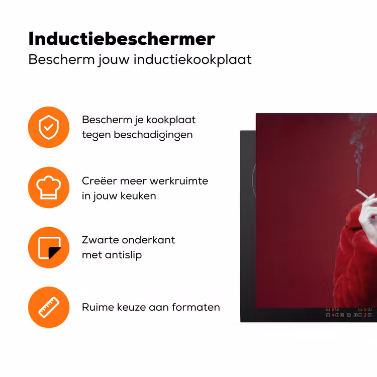 Vrouw - Bontjas - Mode - Klassiek - Rood Inductie beschermer vinyl 3mm klein -zzzzzzz-td-ups