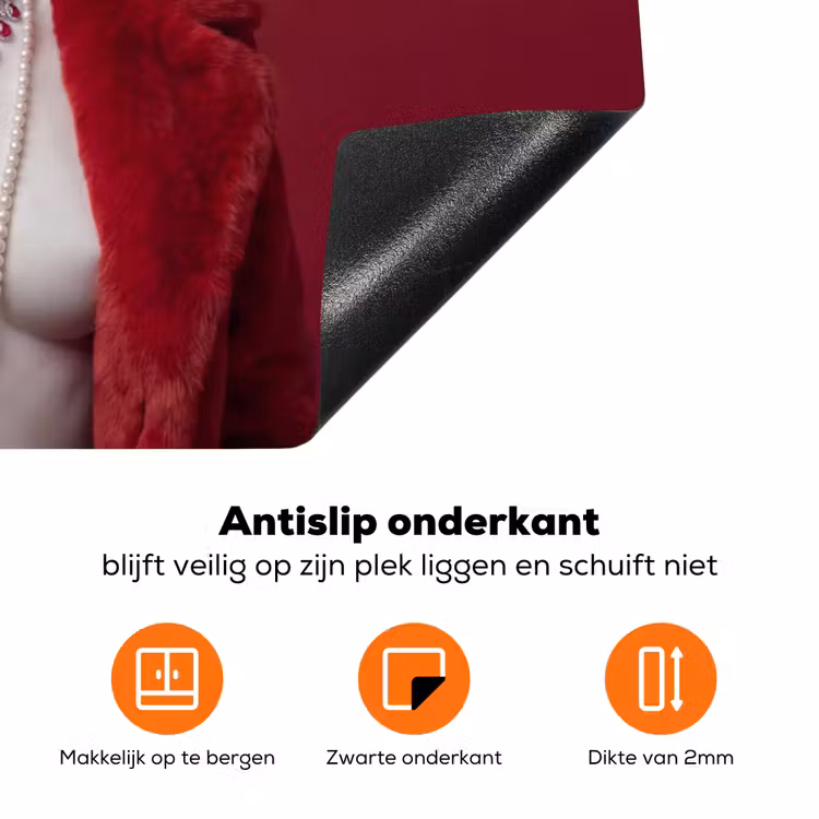 Vrouw - Bontjas - Mode - Klassiek - Rood Inductie beschermer vinyl 3mm klein -zzzzzzz-td-onderkant