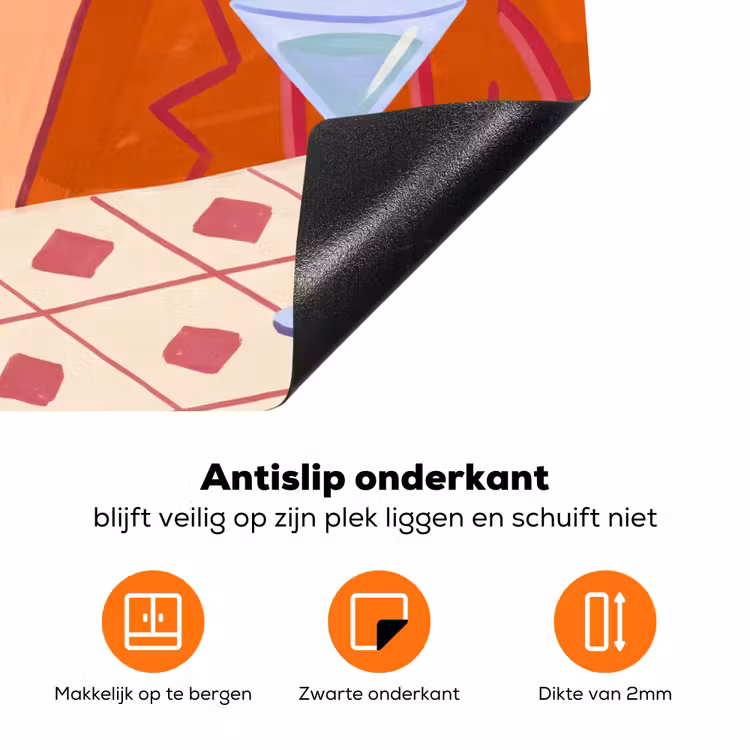Vrouw - Bril - Cocktail - Illustratie - Modern Inductie beschermer vinyl 3mm klein -zzzzzzz-td-onderkant