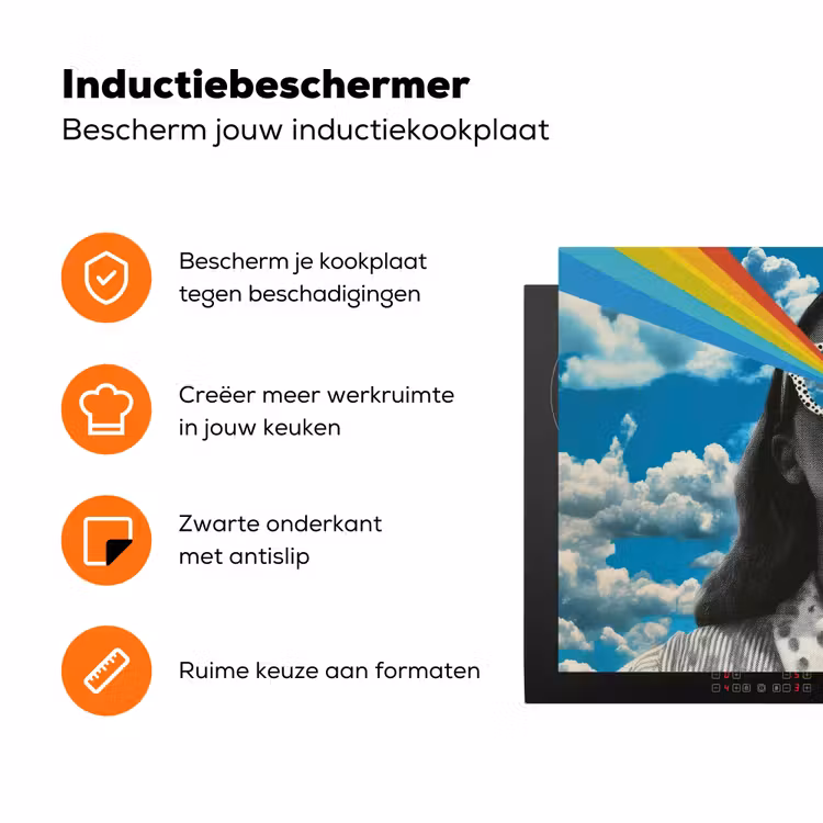 Vrouw - Bril - Regenboog - Wolken Inductie beschermer vinyl 3mm klein -zzzzzzz-td-ups